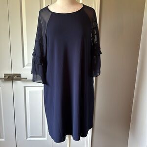 Classic! New Nina Leonard 3/4 sleeve Ruffle Dress. NWOT